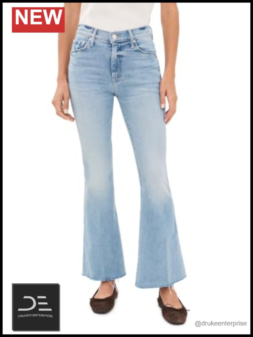 Mid-Rise Stretch Denim Wide Leg Fray Jeans